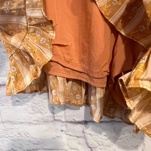 Urban Outfitters Prairie Tiered Ruffle Short Orange Multi Womens Shorts Size Sma - Picture 6 of 9